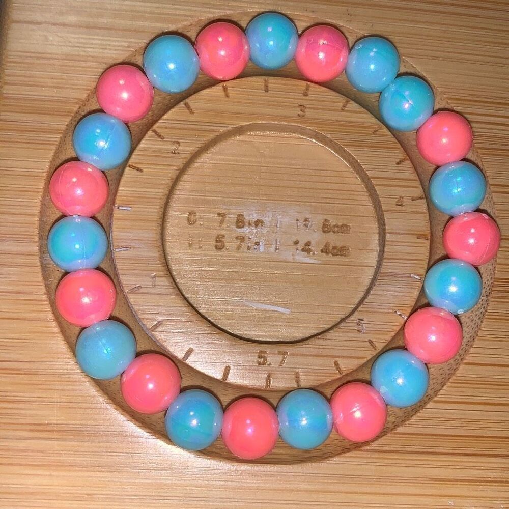 New Handmade Strechy Plastic Bead Bracelet Girls‎ Women Pink Blue 5.7” Fits Most